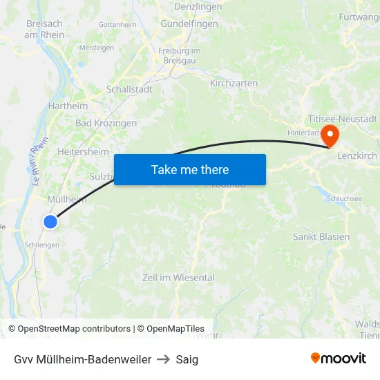 Gvv Müllheim-Badenweiler to Saig map