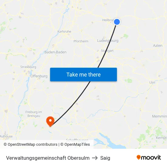 Verwaltungsgemeinschaft Obersulm to Saig map