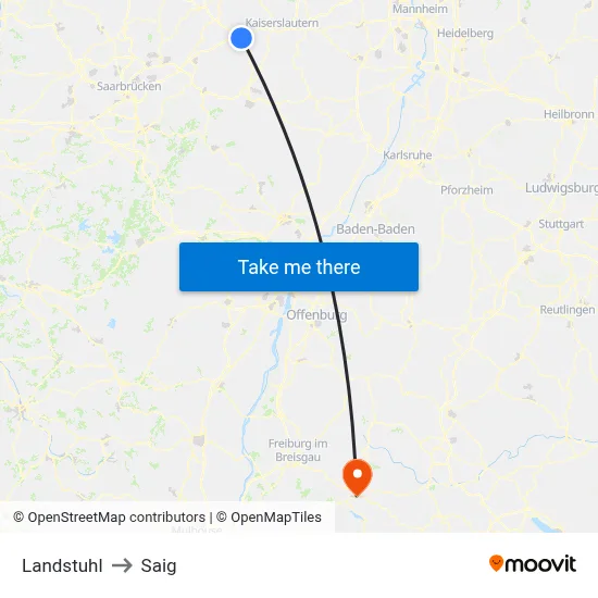 Landstuhl to Saig map