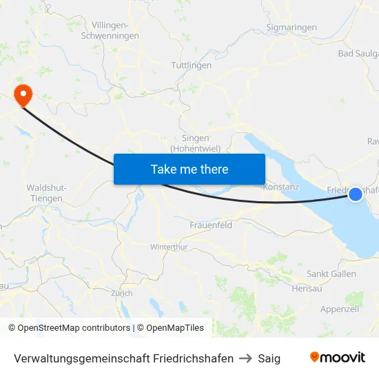 Verwaltungsgemeinschaft Friedrichshafen to Saig map