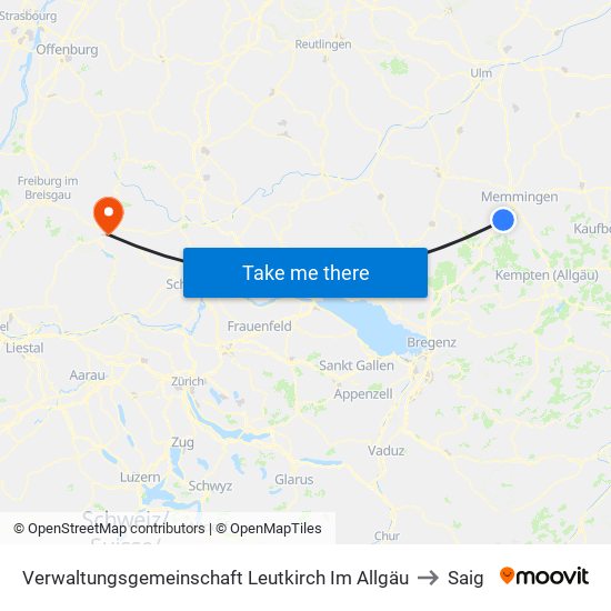 Verwaltungsgemeinschaft Leutkirch Im Allgäu to Saig map