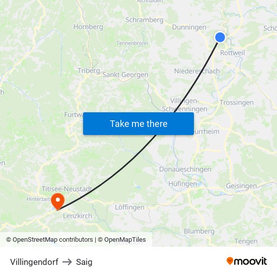 Villingendorf to Saig map
