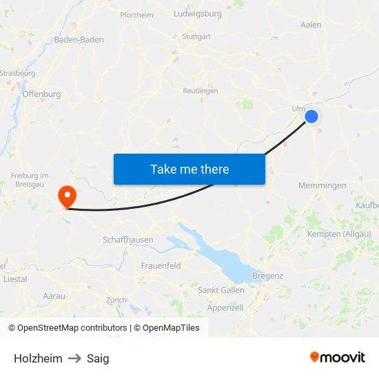 Holzheim to Saig map