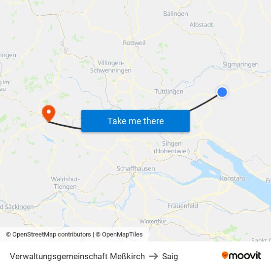 Verwaltungsgemeinschaft Meßkirch to Saig map