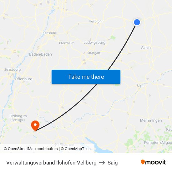 Verwaltungsverband Ilshofen-Vellberg to Saig map