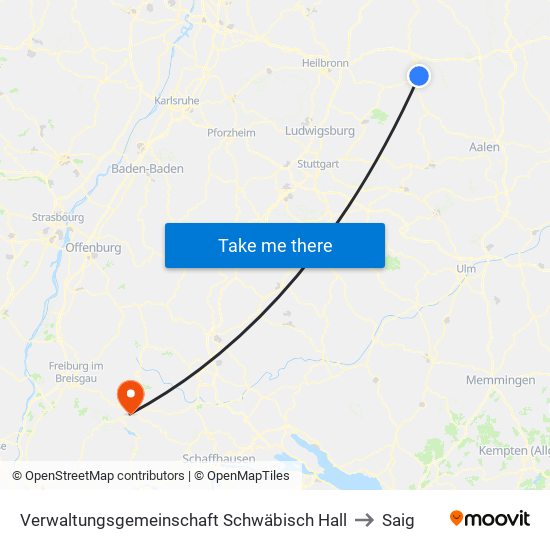 Verwaltungsgemeinschaft Schwäbisch Hall to Saig map