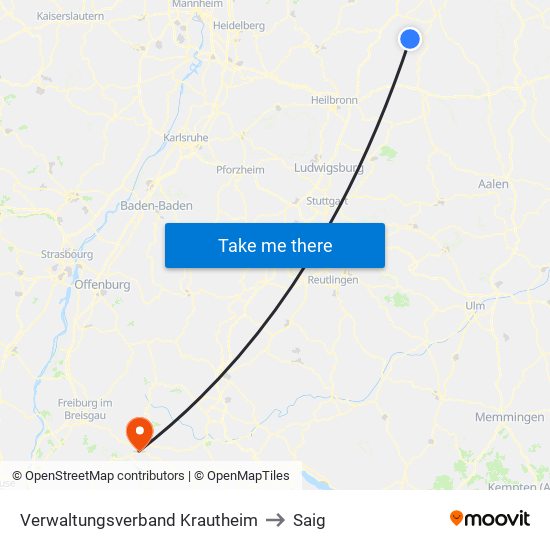 Verwaltungsverband Krautheim to Saig map