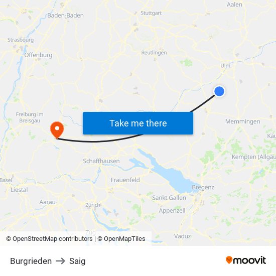 Burgrieden to Saig map