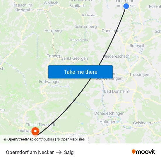 Oberndorf am Neckar to Saig map