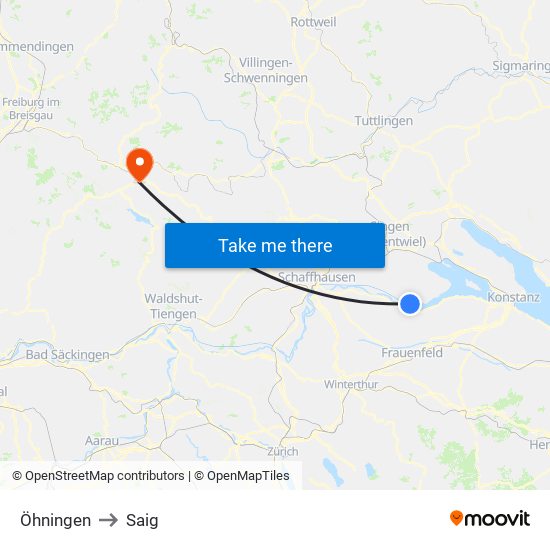 Öhningen to Saig map