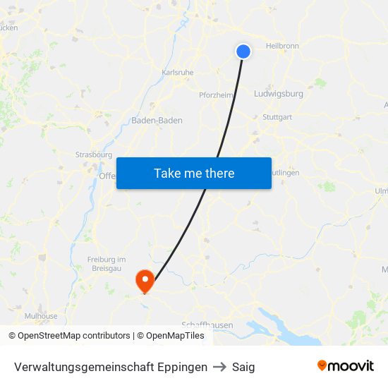 Verwaltungsgemeinschaft Eppingen to Saig map