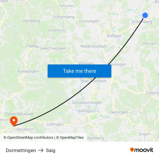 Dormettingen to Saig map