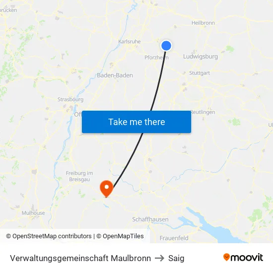 Verwaltungsgemeinschaft Maulbronn to Saig map