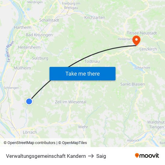 Verwaltungsgemeinschaft Kandern to Saig map