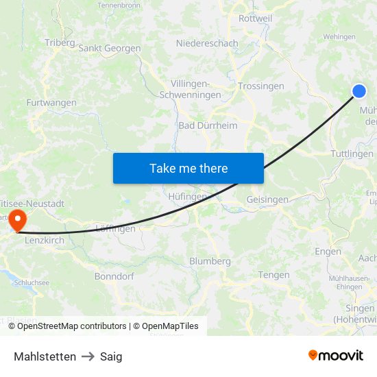 Mahlstetten to Saig map