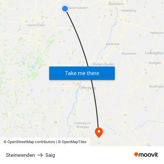 Steinwenden to Saig map