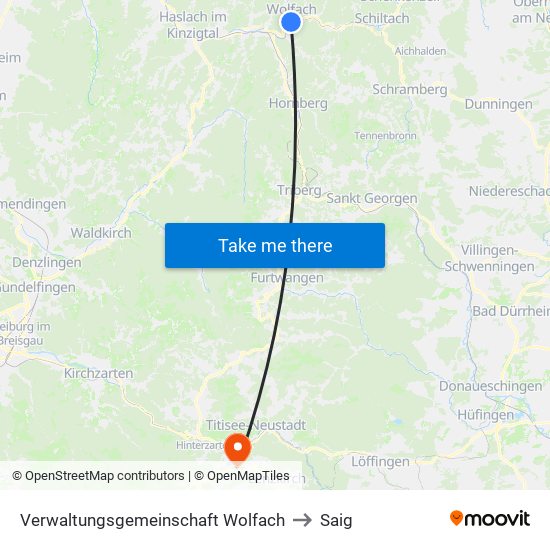 Verwaltungsgemeinschaft Wolfach to Saig map