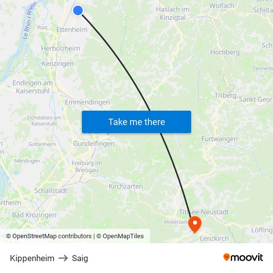 Kippenheim to Saig map
