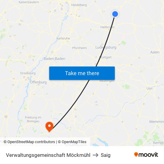 Verwaltungsgemeinschaft Möckmühl to Saig map