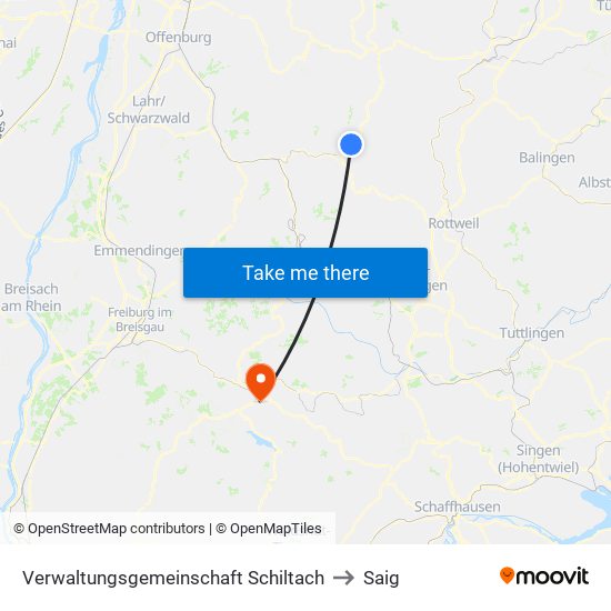 Verwaltungsgemeinschaft Schiltach to Saig map