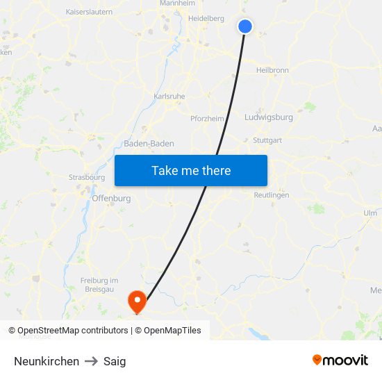 Neunkirchen to Saig map