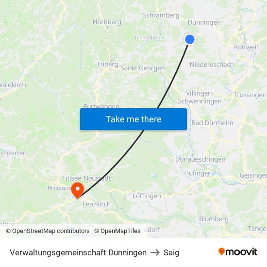 Verwaltungsgemeinschaft Dunningen to Saig map