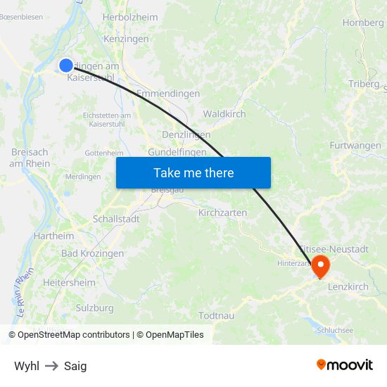 Wyhl to Saig map