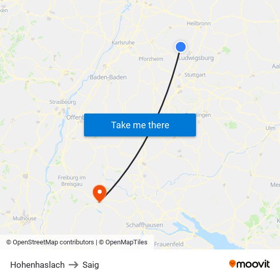 Hohenhaslach to Saig map