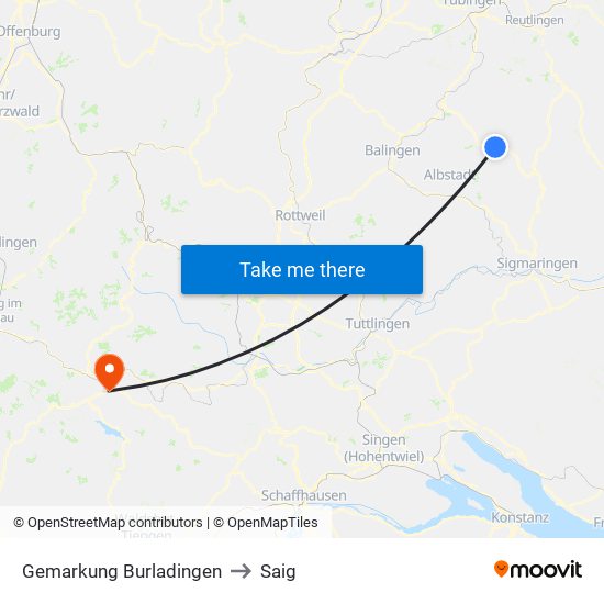 Gemarkung Burladingen to Saig map