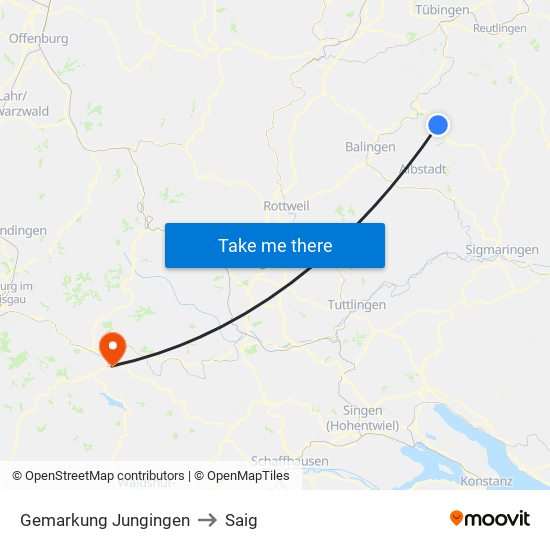 Gemarkung Jungingen to Saig map