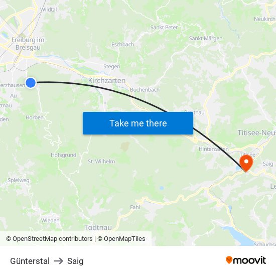 Günterstal to Saig map