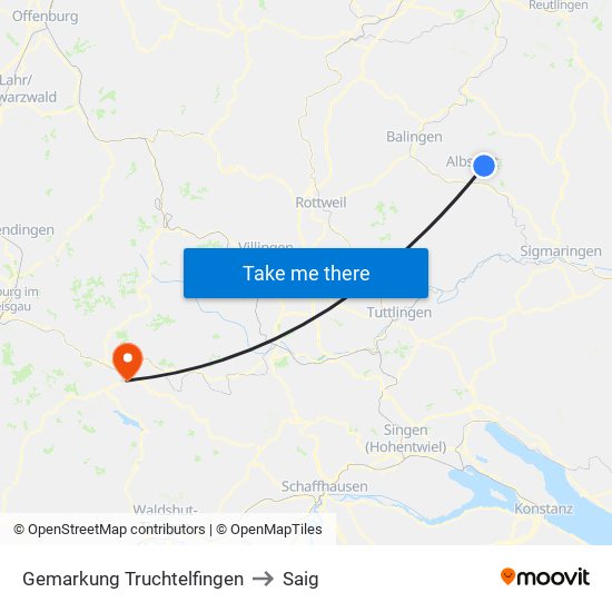 Gemarkung Truchtelfingen to Saig map