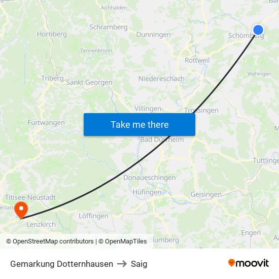 Gemarkung Dotternhausen to Saig map