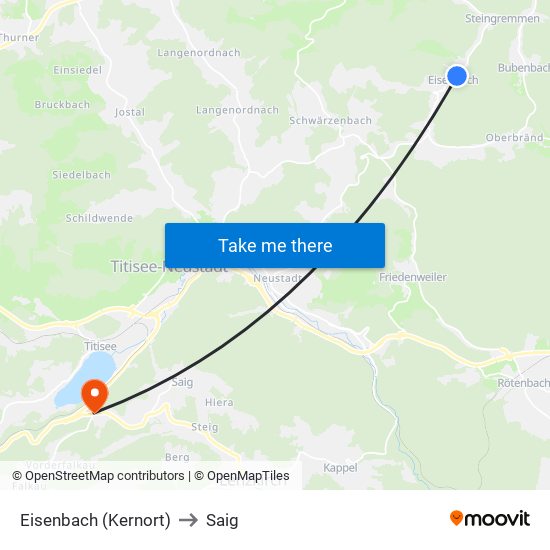 Eisenbach (Kernort) to Saig map