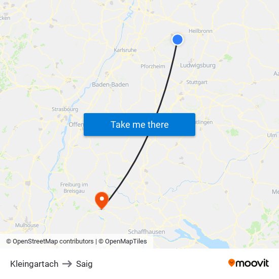 Kleingartach to Saig map