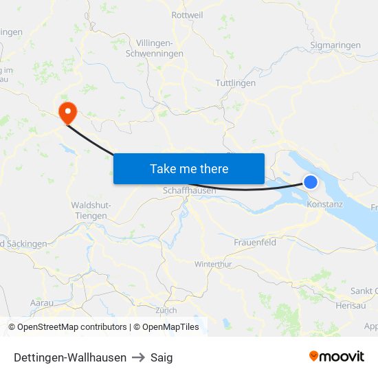Dettingen-Wallhausen to Saig map