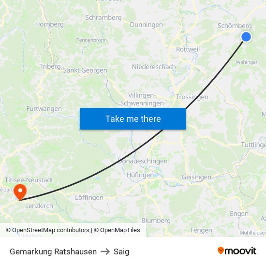 Gemarkung Ratshausen to Saig map