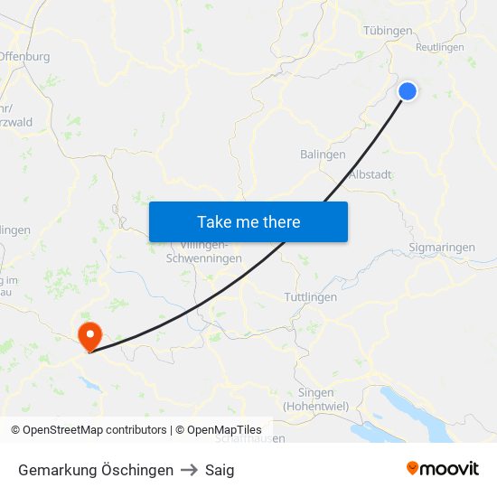 Gemarkung Öschingen to Saig map