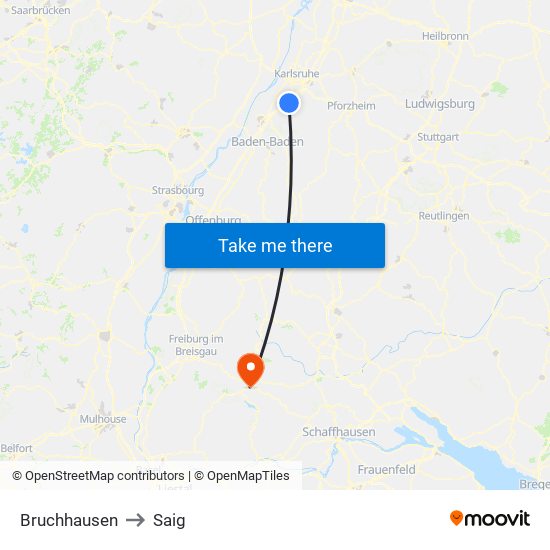 Bruchhausen to Saig map