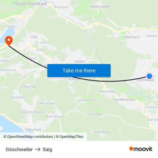 Göschweiler to Saig map