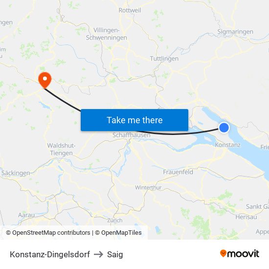 Konstanz-Dingelsdorf to Saig map