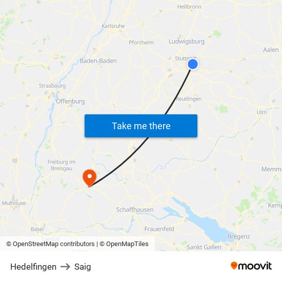 Hedelfingen to Saig map