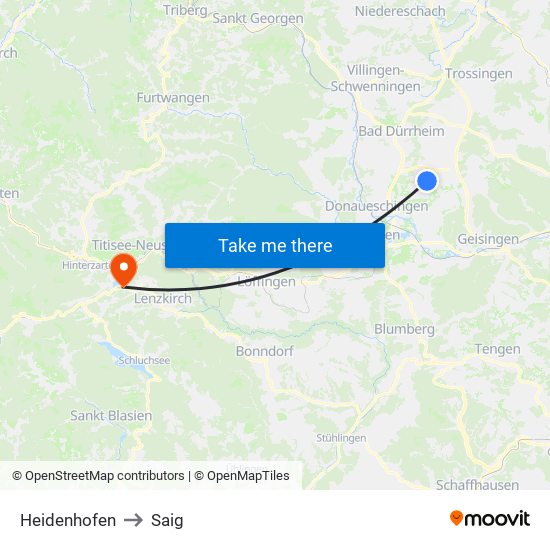 Heidenhofen to Saig map