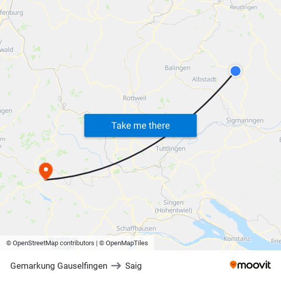 Gemarkung Gauselfingen to Saig map