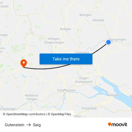 Gutenstein to Saig map