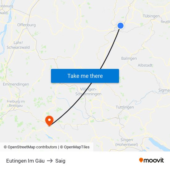 Eutingen Im Gäu to Saig map