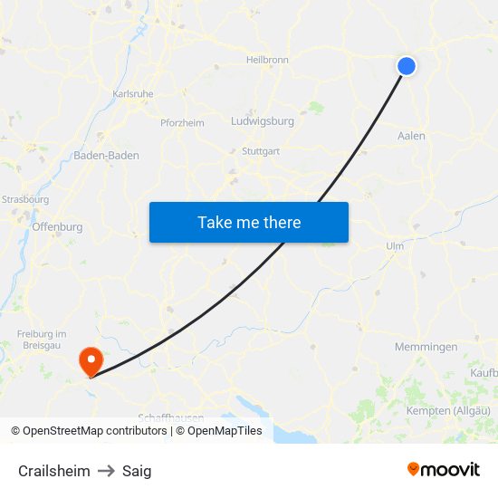 Crailsheim to Saig map