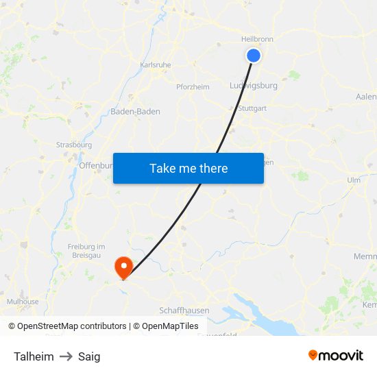 Talheim to Saig map