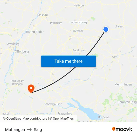 Mutlangen to Saig map