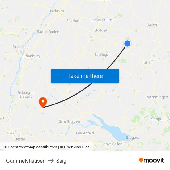 Gammelshausen to Saig map
